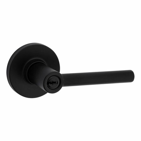 SAFELOCK Reminy Lever Round Rose Push Button Entry Lock with RCAL Latch and RCS Strike Matte Black Finish SL6000RELRDT-514